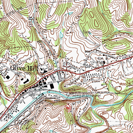 Topographic Map of City of Olive Hill, KY