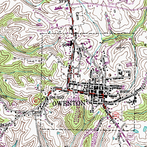 Topographic Map of City of Owenton, KY
