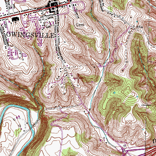 Topographic Map of City of Owingsville, KY