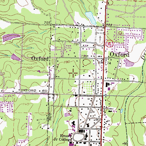 Topographic Map of City of Oxford, GA