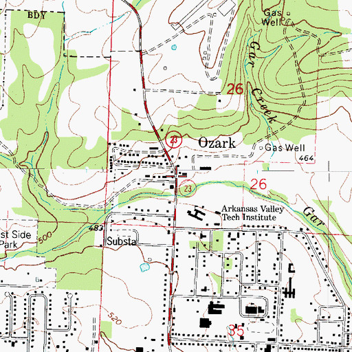 Topographic Map of City of Ozark, AR