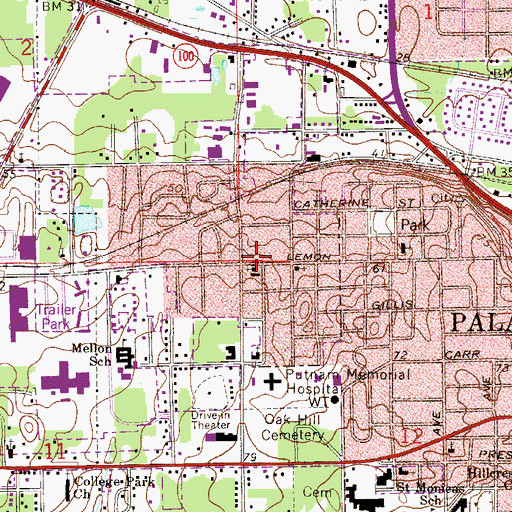 Topographic Map of City of Palatka, FL