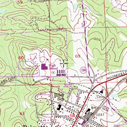 Topographic Map of City of Palmetto, GA