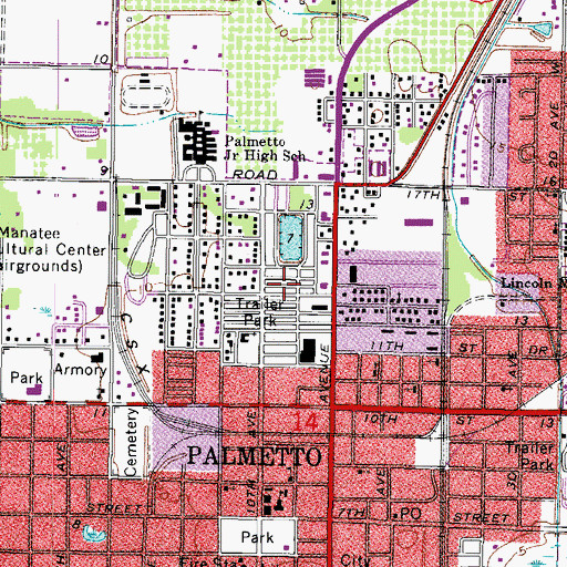 Topographic Map of City of Palmetto, FL
