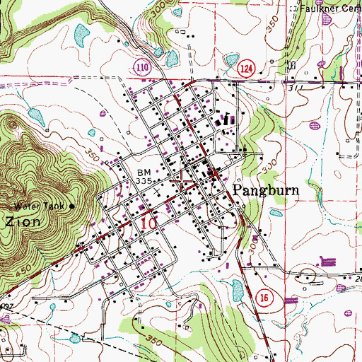 Topographic Map of City of Pangburn, AR