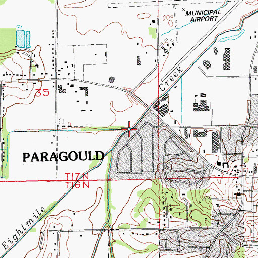 Topographic Map of City of Paragould, AR