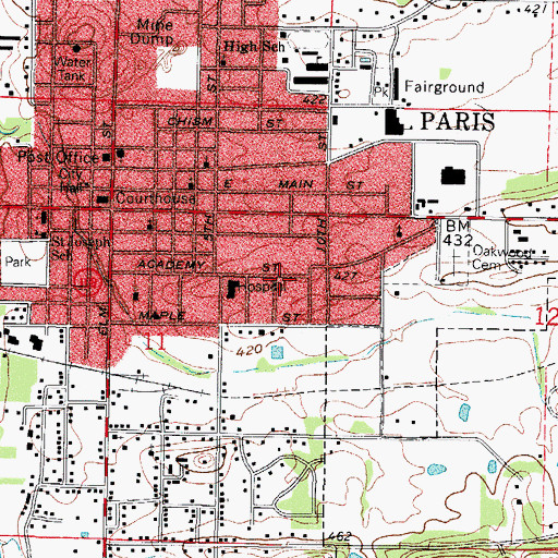 Topographic Map of City of Paris, AR