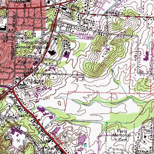 Topographic Map of City of Paris, TN