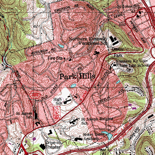 Topographic Map of City of Park Hills, KY