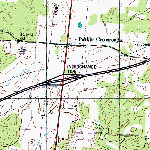 Topographic Map of City of Parker's Crossroads, TN