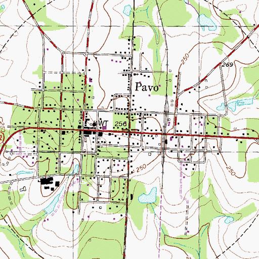 Topographic Map of City of Pavo, GA