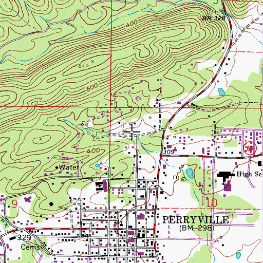 Topographic Map of City of Perryville, AR