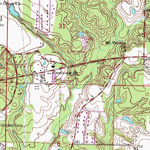 Topographic Map of City of Petal, MS