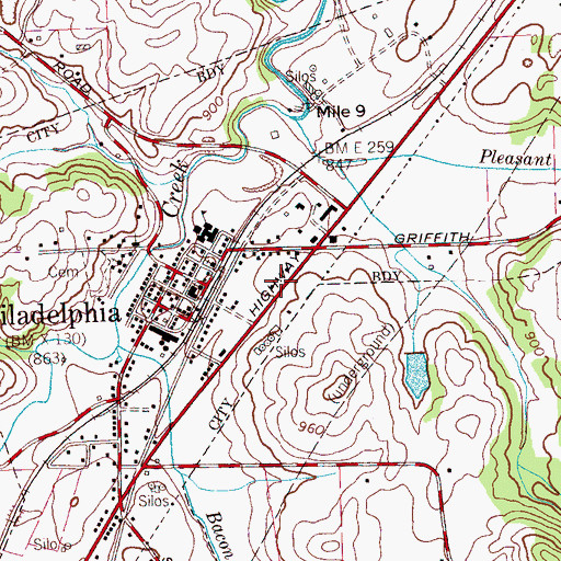 Topographic Map of City of Philadelphia, TN