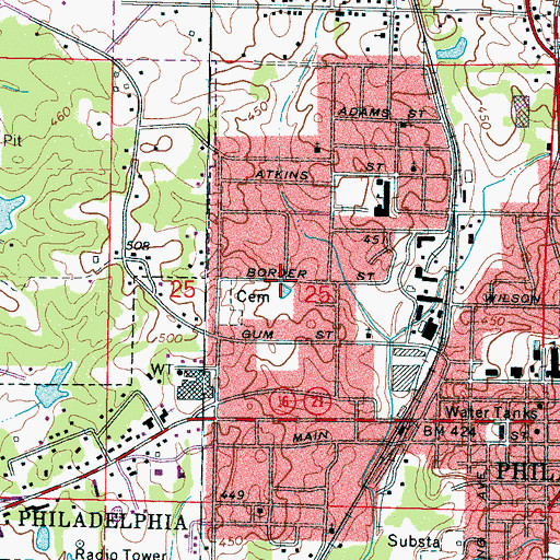 Topographic Map of City of Philadelphia, MS