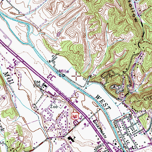 Topographic Map of City of Pigeon Forge, TN