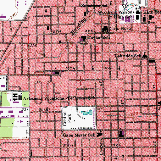 Topographic Map of City of Pine Bluff, AR