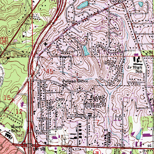 Topographic Map of City of Pineville, LA