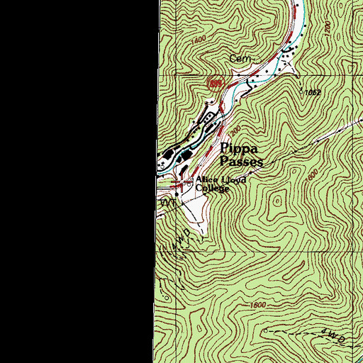 Topographic Map of City of Pippa Passes, KY
