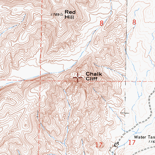 Topographic Map of Chalk Cliff, CA