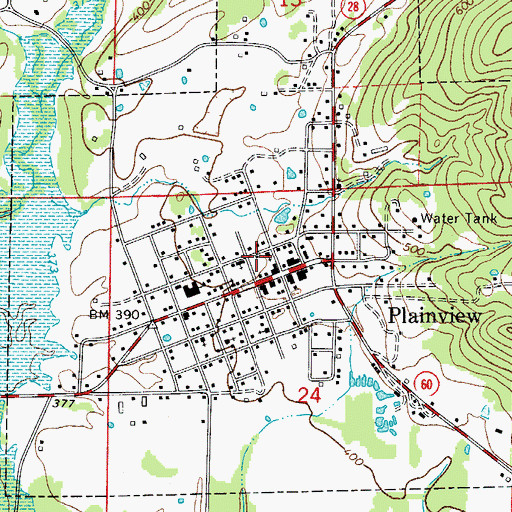 Topographic Map of City of Plainview, AR