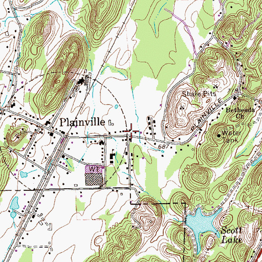 Topographic Map of City of Plainville, GA