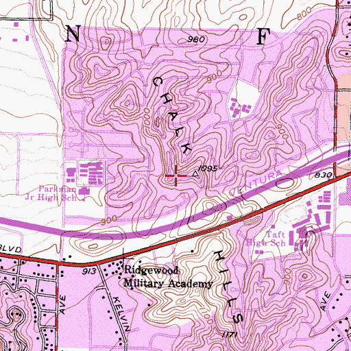 Topographic Map of Chalk Hills, CA