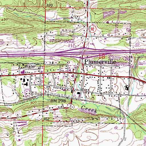 Topographic Map of City of Plumerville, AR