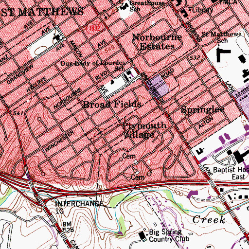 Topographic Map of City of Plymouth Village (historical), KY