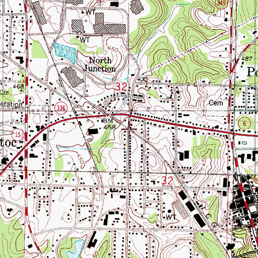 Topographic Map of City of Pontotoc, MS