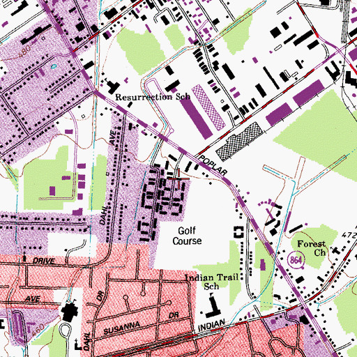 Topographic Map of City of Poplar Hills, KY