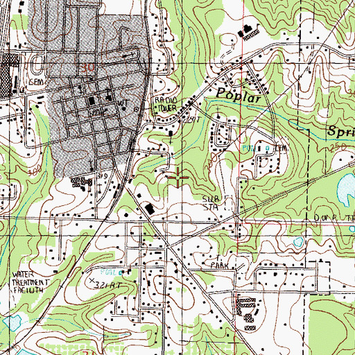 Topographic Map of City of Poplarville, MS