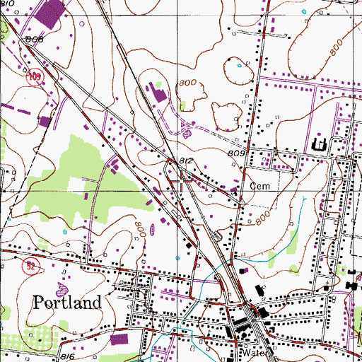 Topographic Map of City of Portland, TN