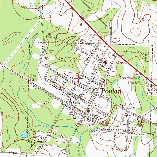 Topographic Map of City of Poulan, GA