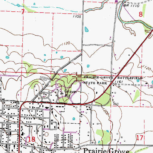 Topographic Map of City of Prairie Grove, AR