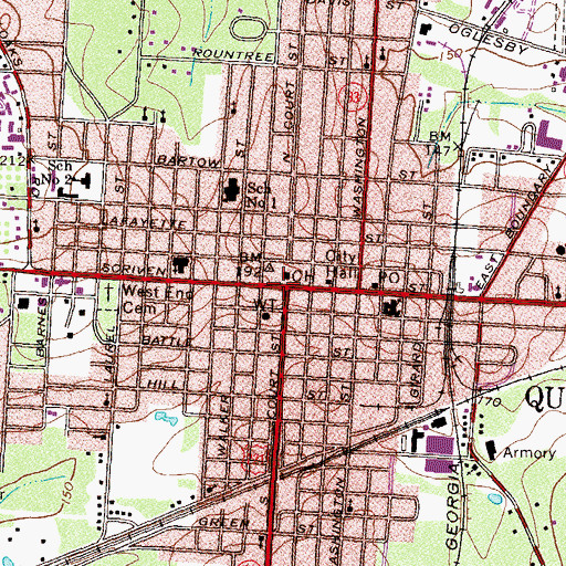 Topographic Map of City of Quitman, GA