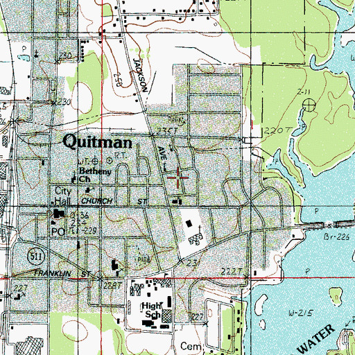 Topographic Map of City of Quitman, MS