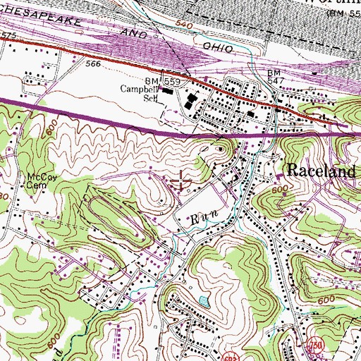 Topographic Map of City of Raceland, KY