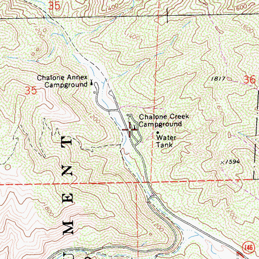 Topographic Map of Chalone Creek Campground, CA