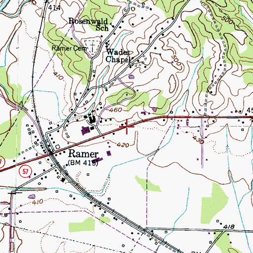 Topographic Map of City of Ramer, TN