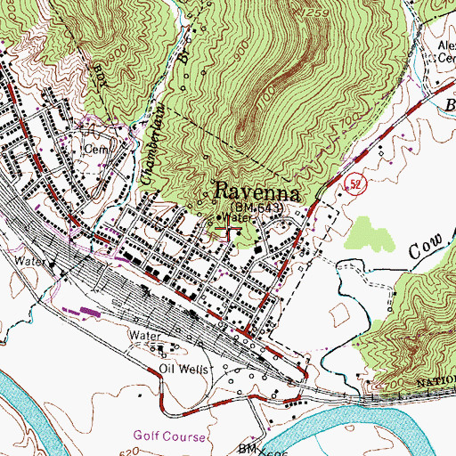 Topographic Map of City of Ravenna, KY