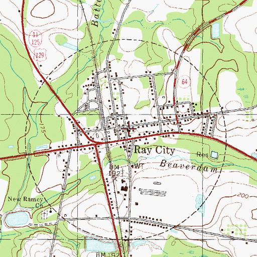 Topographic Map of City of Ray City, GA