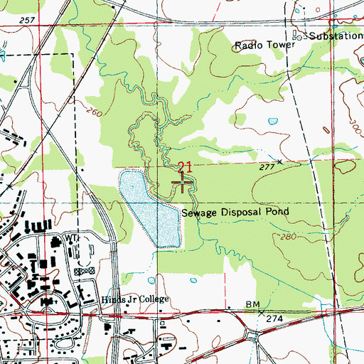 Topographic Map of City of Raymond, MS