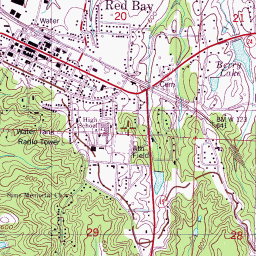Topographic Map of City of Red Bay, AL
