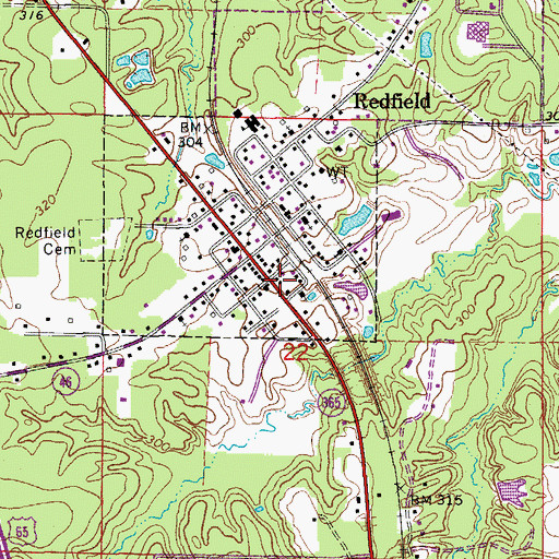 Topographic Map of City of Redfield, AR
