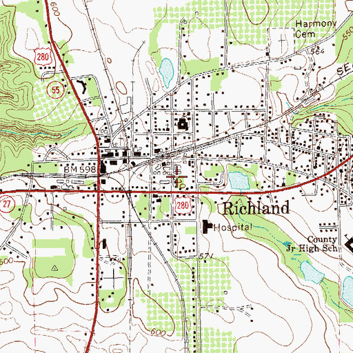 Topographic Map of City of Richland, GA