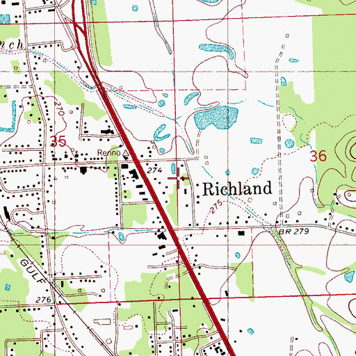 Topographic Map of City of Richland, MS
