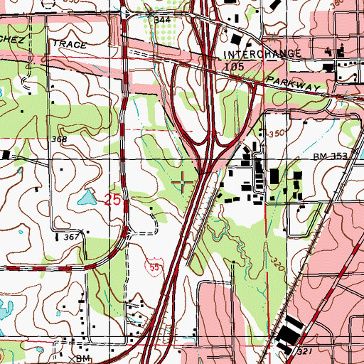 Topographic Map of City of Ridgeland, MS