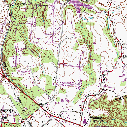Topographic Map of City of Ridgetop, TN