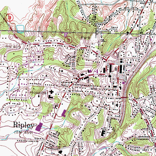 Topographic Map of City of Ripley, TN